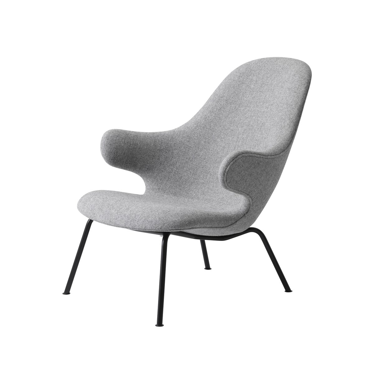 &Tradition Catch JH14 lounge chair Fabric hallingdal 110 grey, black lacquered steel legs