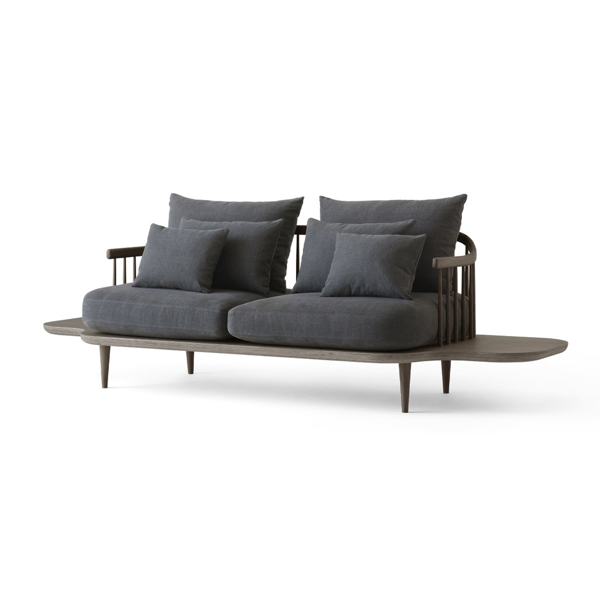 &Tradition Fly SC3 sofa Fabric hot madison 093 dark grey. smoked  oiled oak stand and side table