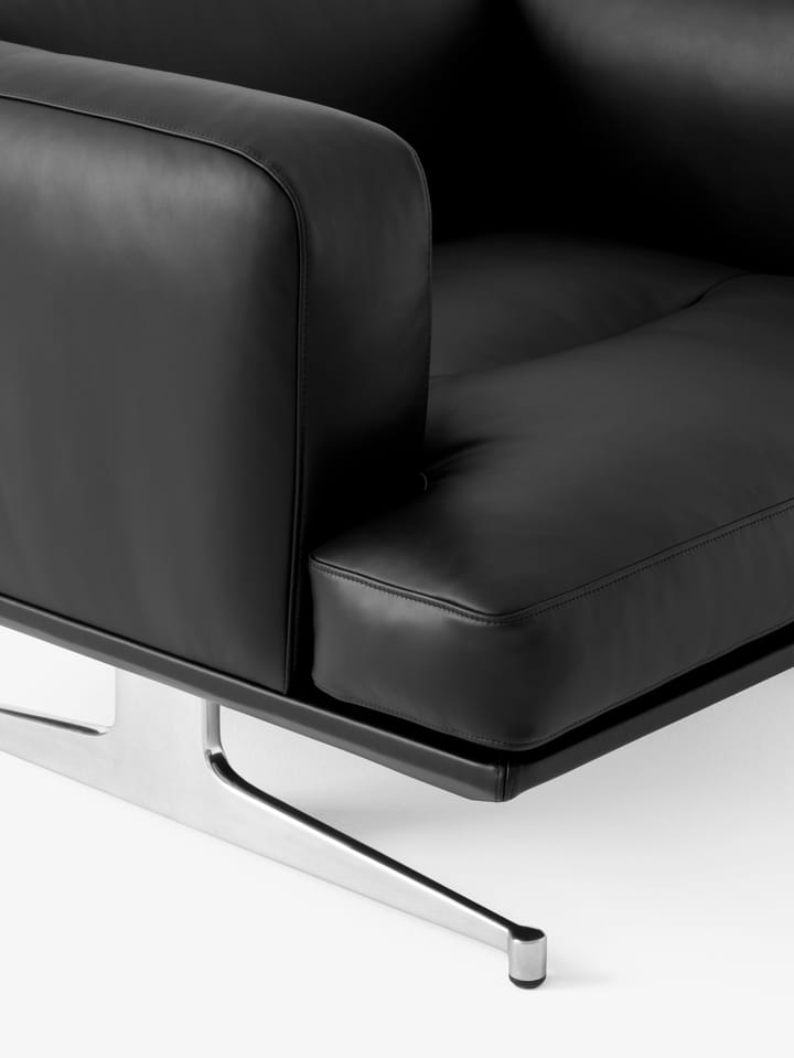 Inland AV21 armchair, Noble leather black-polished aluminum &Tradition