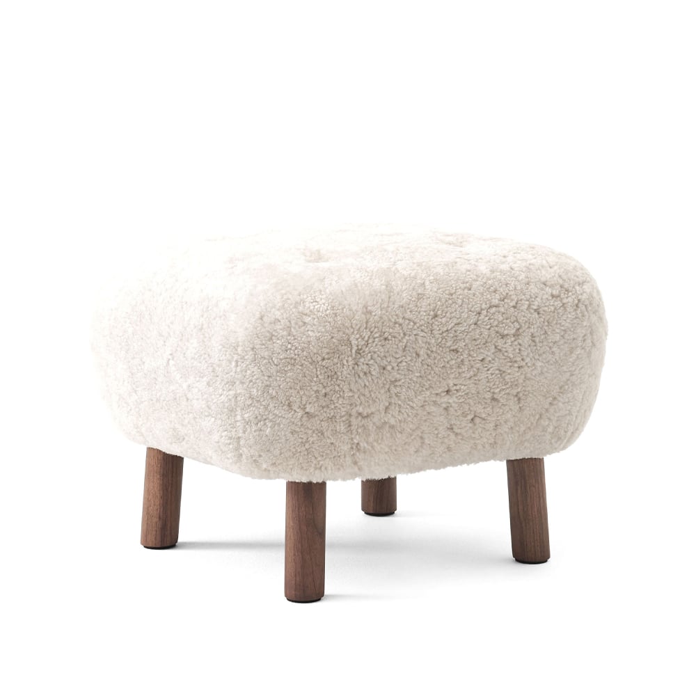 &Tradition Little Petra ATD1 footstool Sheepskin moonlight-oiled walnut legs