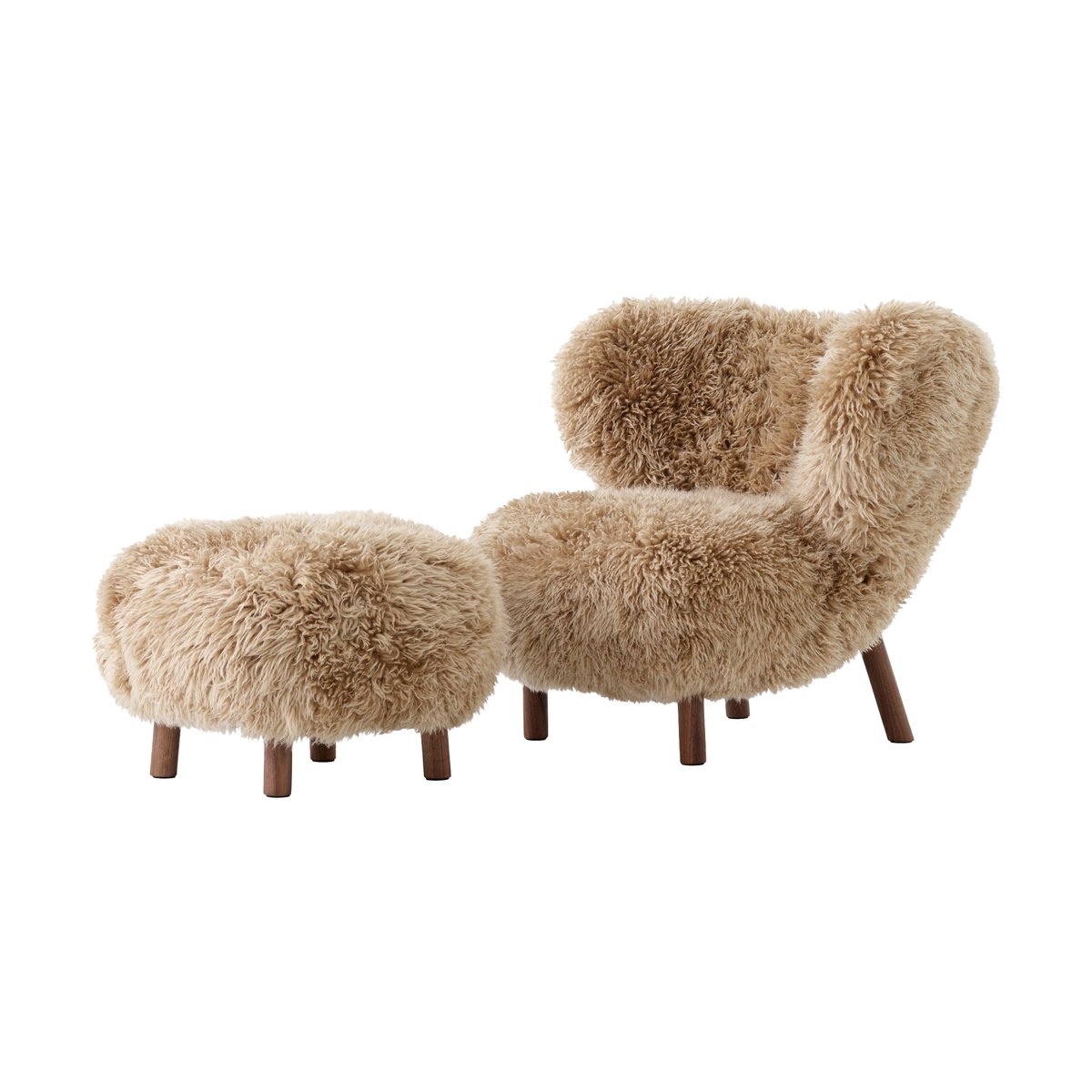 &Tradition Little Petra VB1 armchair incl. pouffe ATD1 Oiled walnut-Sheepskin honey