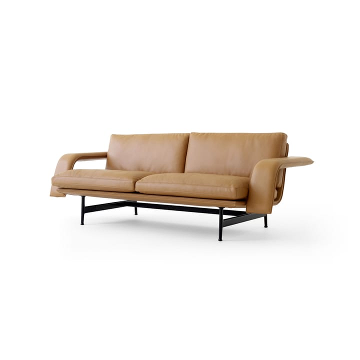 Meantime AV30 2-seater sofa - Warm black-Noble leather Cognac - &Tradition