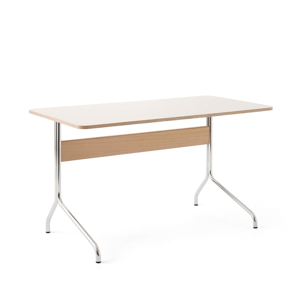 &Tradition Pavilion AV16 desk Mushroom linoleum, lacquered oak, chrome legs