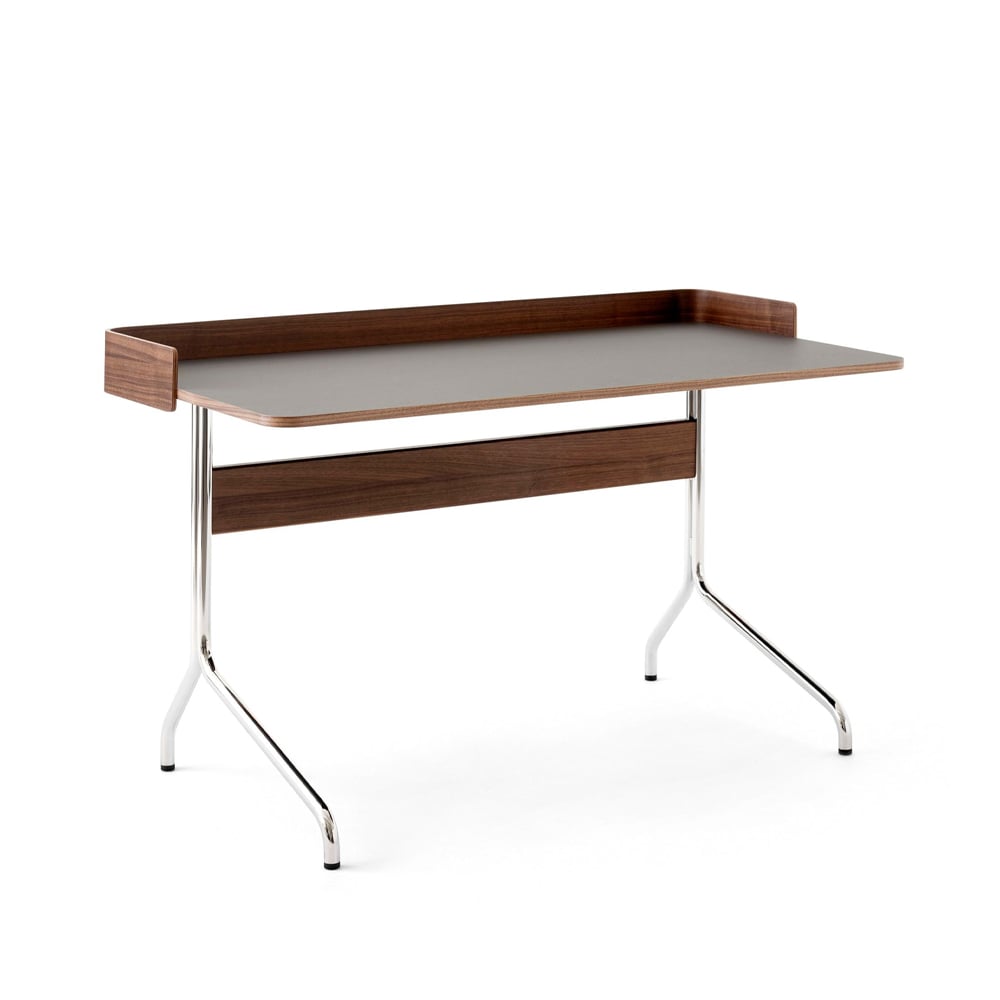 &Tradition Pavilion AV17 desk Iron linoleum, lacquered walnut, chrome legs