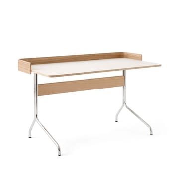 Pavilion AV17 desk - Mushroom linoleum, lacquered oak, chrome legs - &Tradition