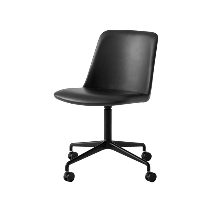 Rely HW23 office chair, Leather silk black, black base &Tradition