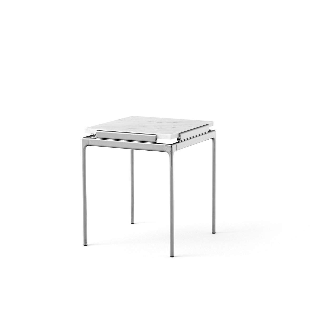 &Tradition Sett LN11 side table Bianco carrara-dark chrome