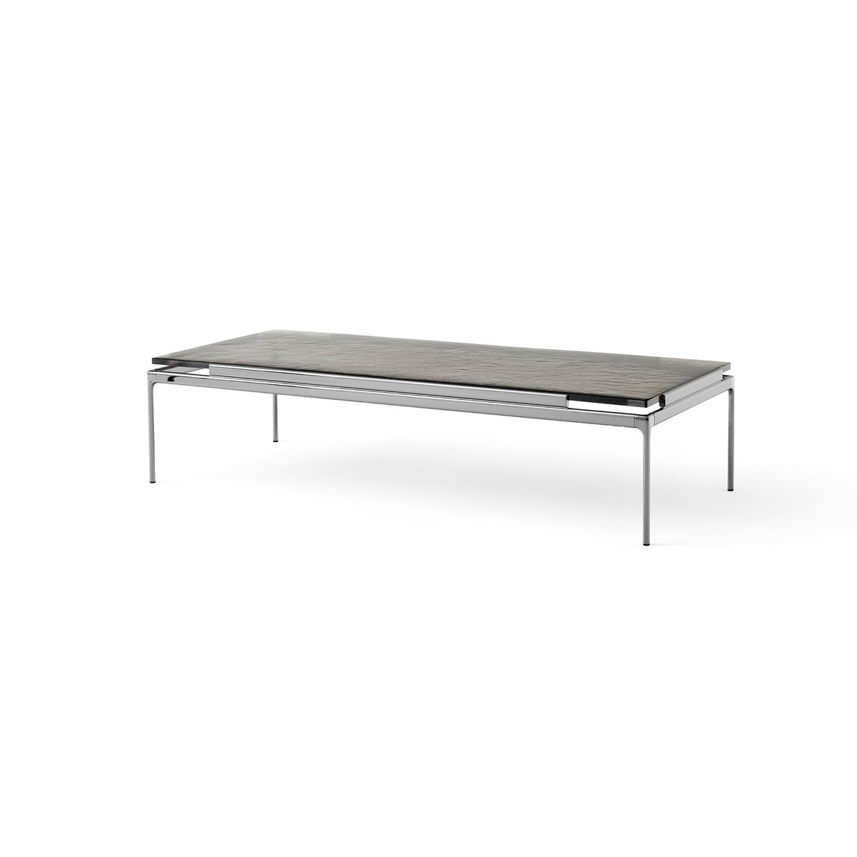 &Tradition Sett LN12 coffee table Smoked cast glass-dark chrome