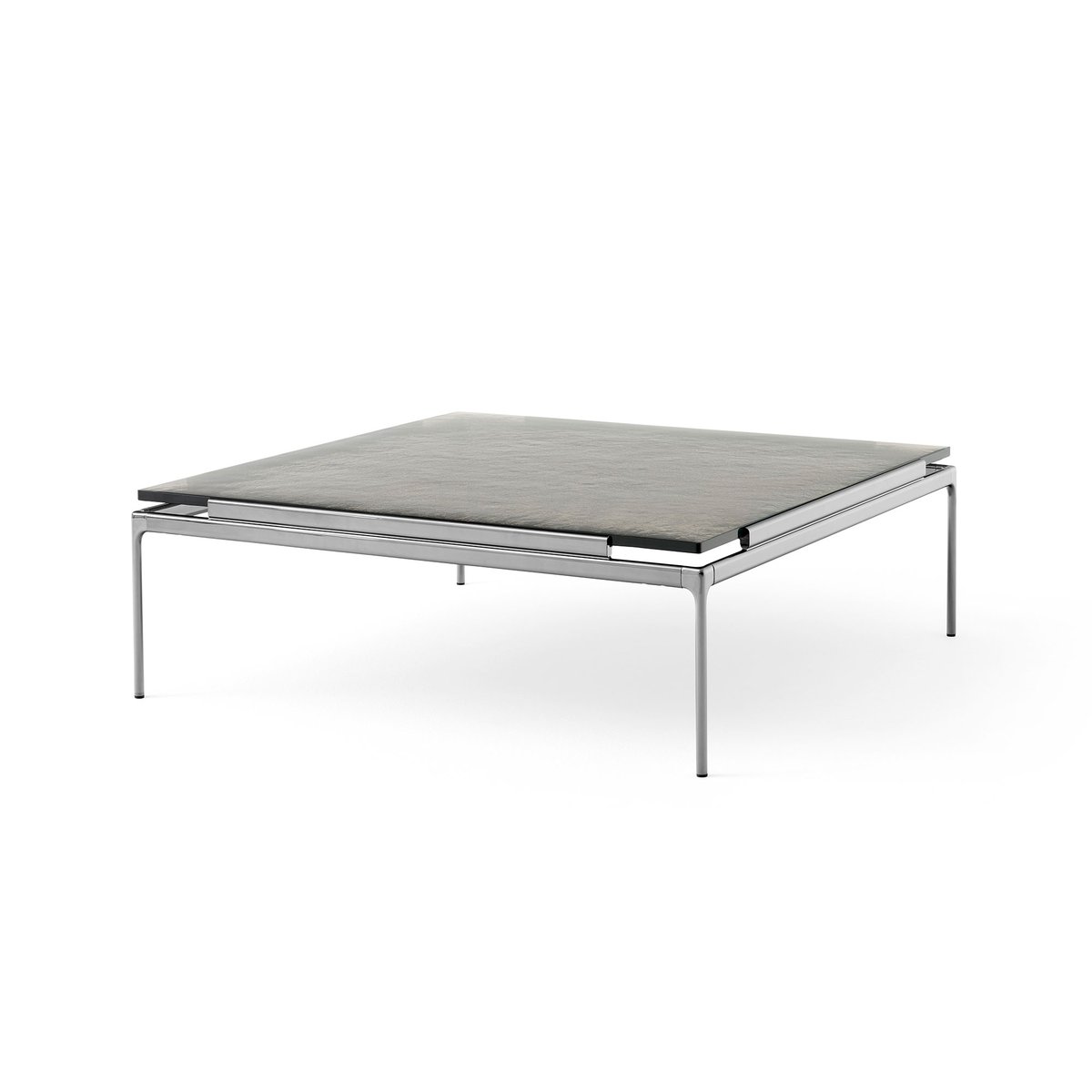 &Tradition Sett LN13 coffee table Smoked cast glass-dark chrome