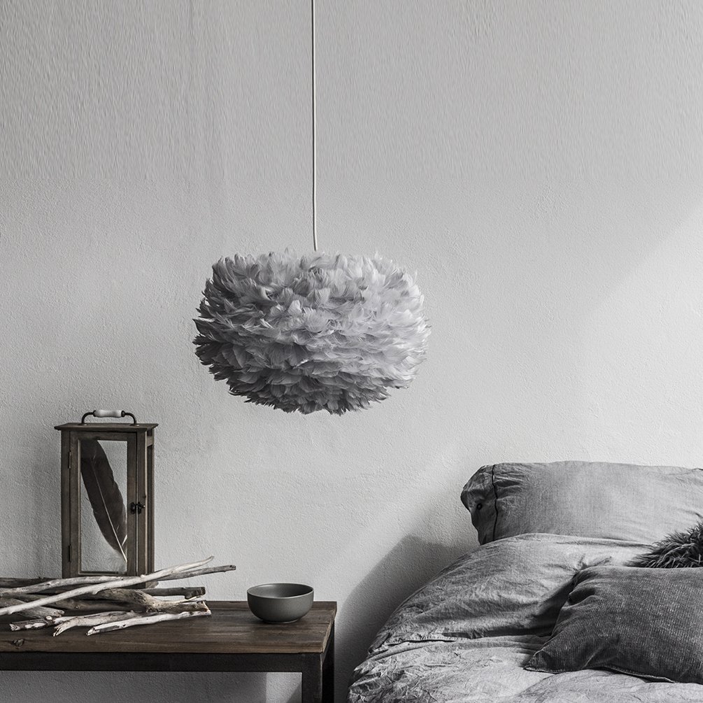 grey feather lampshade