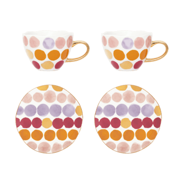 Good Morning Cappuccino cup with saucer 4 pieces - Spotted - URBAN NATURE CULTURE