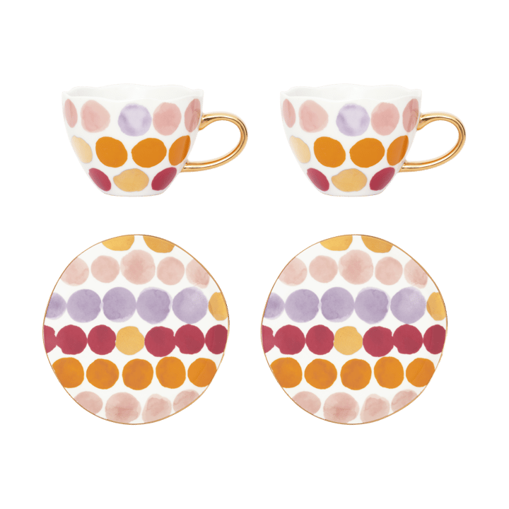 Good Morning Cappuccino cup with saucer 4 pieces - Spotted - URBAN NATURE CULTURE