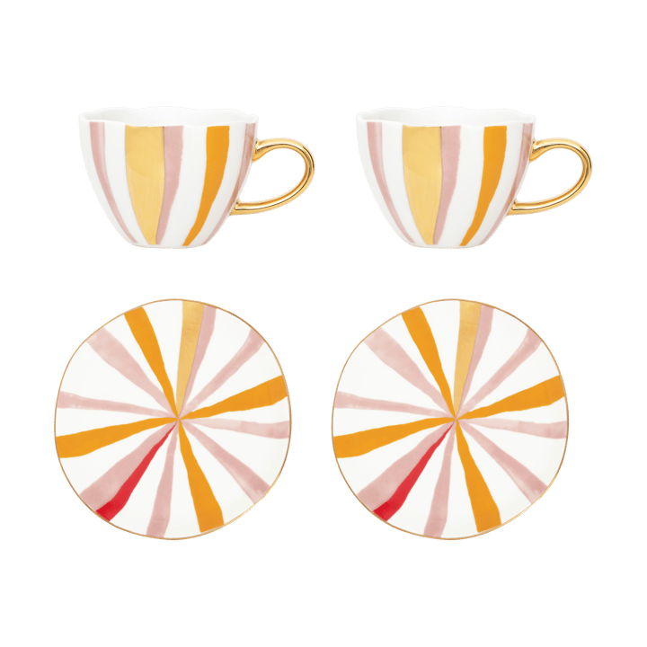 Good Morning Cappuccino cup with saucer 4 pieces - Striped - URBAN NATURE CULTURE