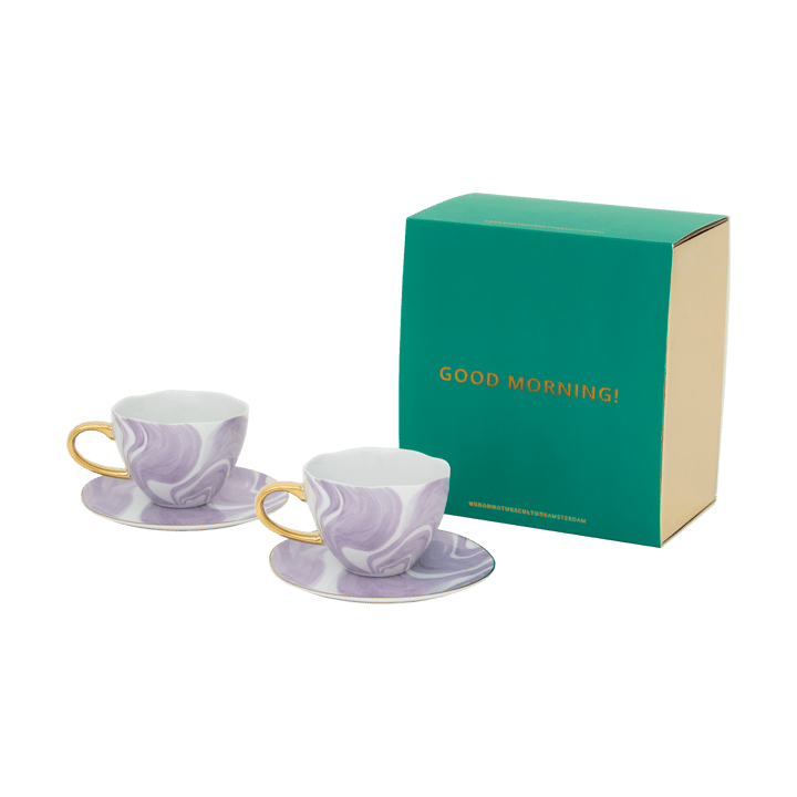 Good Morning gift set Cappuccino mug & saucer 2-pack - Valuri violet - URBAN NATURE CULTURE