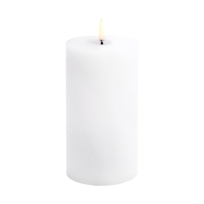 Uyuni Lighting Uyuni LED Block Candle melted White rustic, Ø7.8x15 cm