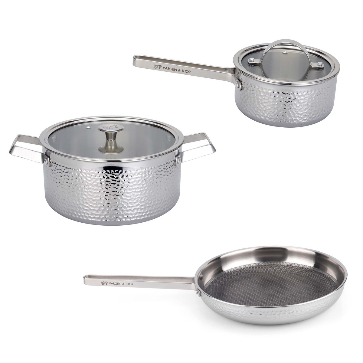 Vargen & Thor Vargen & Thor chrome plated pot set 3 pieces