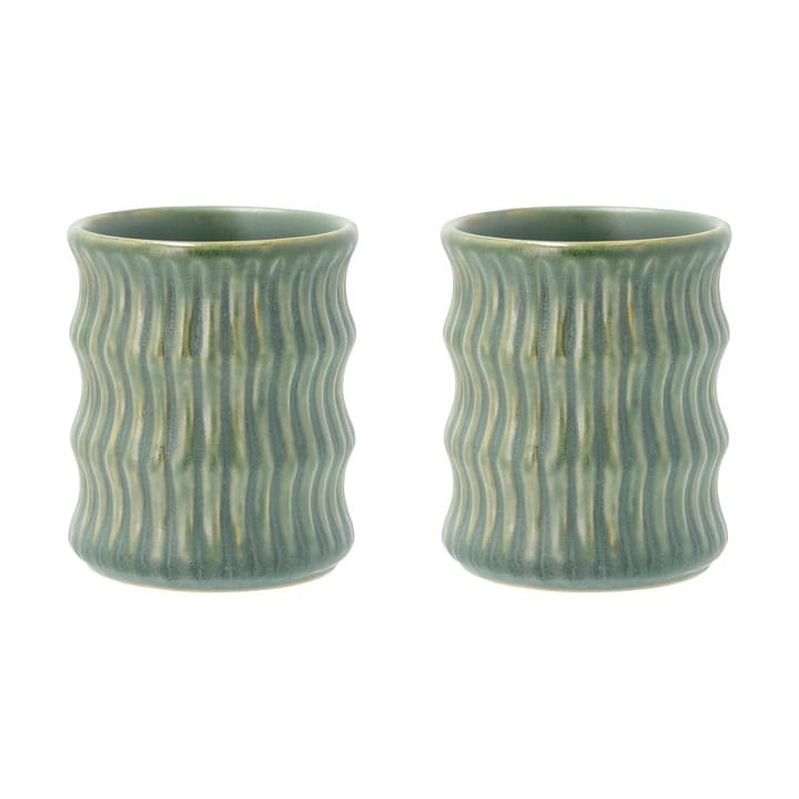 Styles mug with ribbed pattern 30 cl 2-pack - Green - Villa Collection