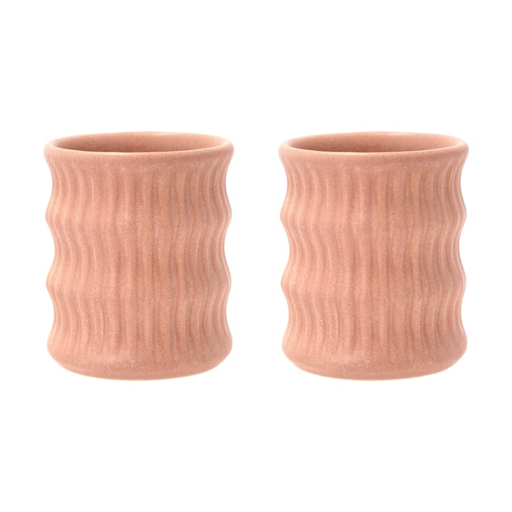 Styles mug with ribbed pattern 30 cl 2-pack - Pink - Villa Collection