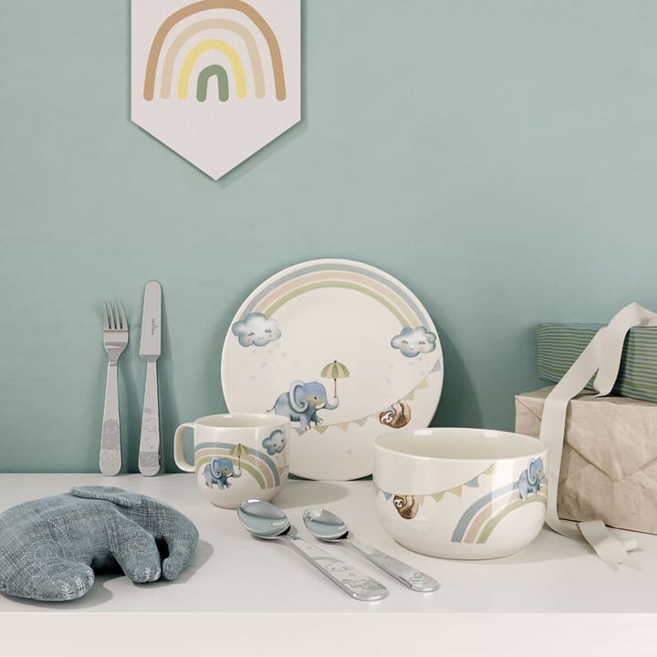 Walk like an Elephant children s tableware and cutlery set 7 pieces