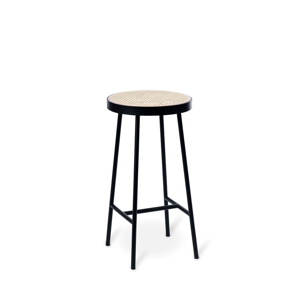 Warm Nordic Be My Guest barstool Rattan, black steel legs