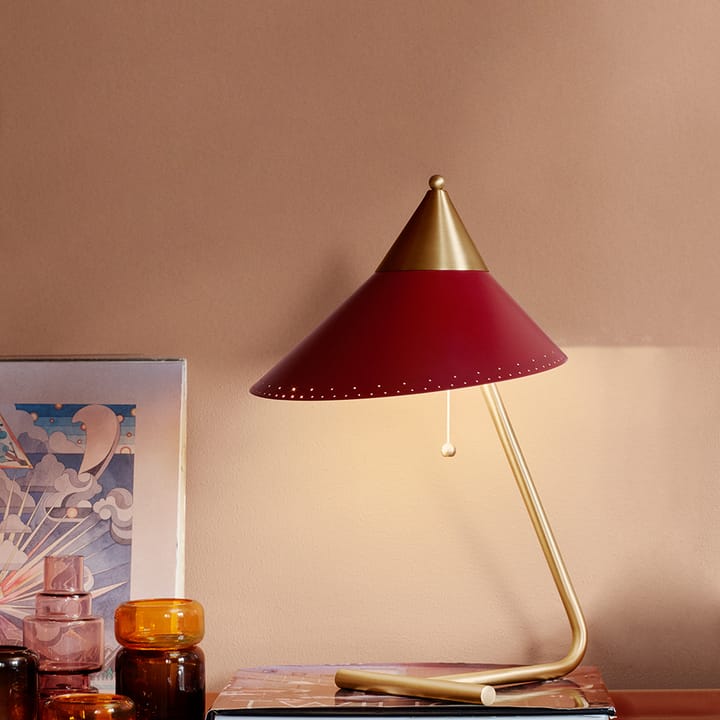 Brass Top table lamp, Rusty red, brass stand Warm Nordic