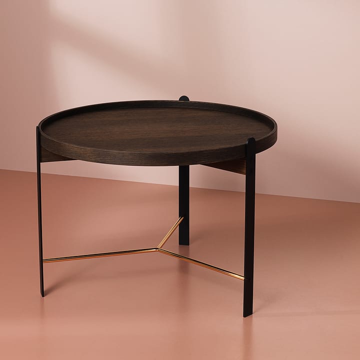 Compose coffee table Ø70 cm with brass base, Smoked oak Warm Nordic