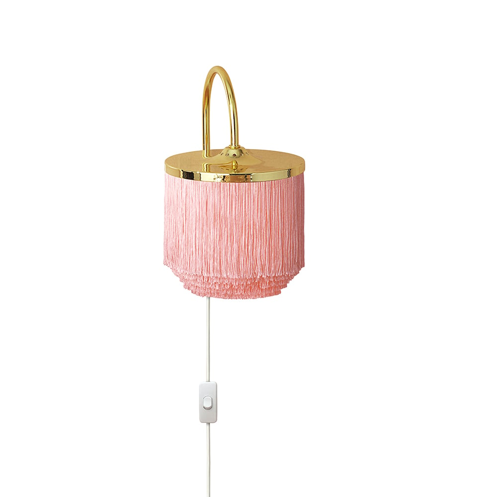 Warm Nordic Fringe wall lamp Pale pink, brass plated steel