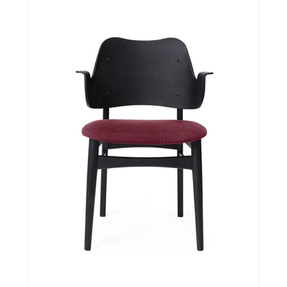 Warm Nordic Gesture chair, upholstered seat Bordeaux-black lacquered beech legs