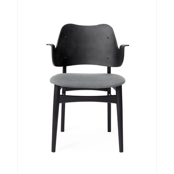 Gesture chair, upholstered seat, Fabric canvas 134 grey melange, black lacquered beech legs, upholstered seat Warm Nordic