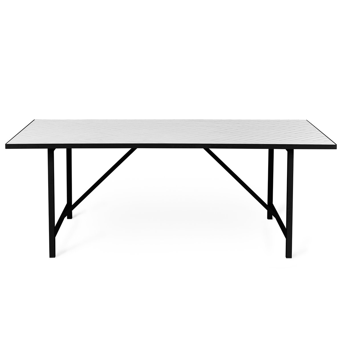 Warm Nordic Herringbone Tile dining table black underrede Pure white