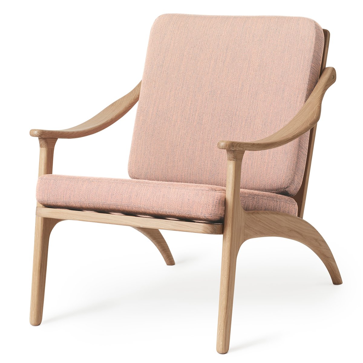 Warm Nordic Lean Back Canvase arm chair white oiled oak Pale rose