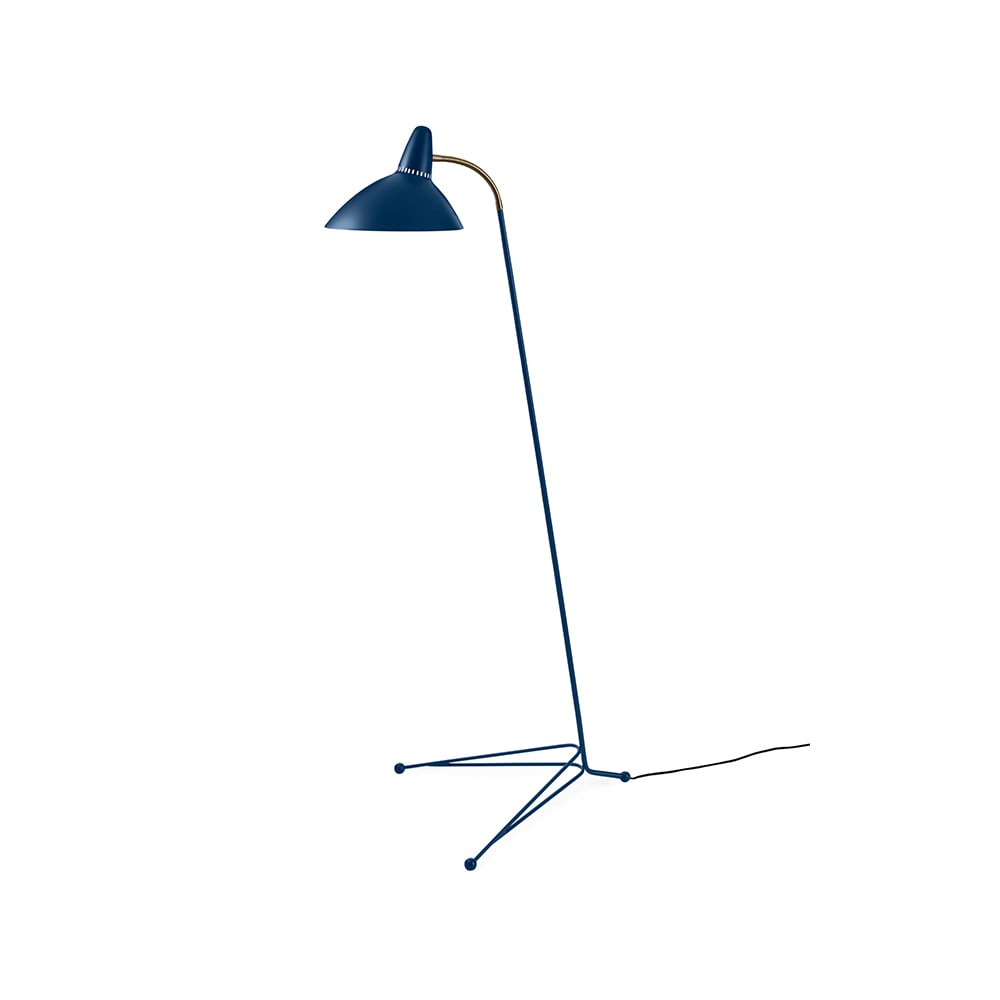 Warm Nordic Lightsome floor lamp Azure blue, brass detail