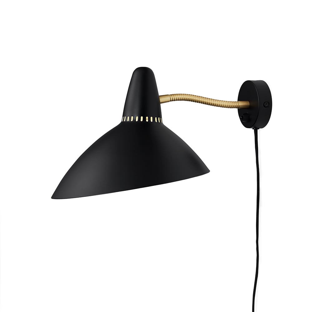 Warm Nordic Lightsome wall lamp Black noir, brass detail