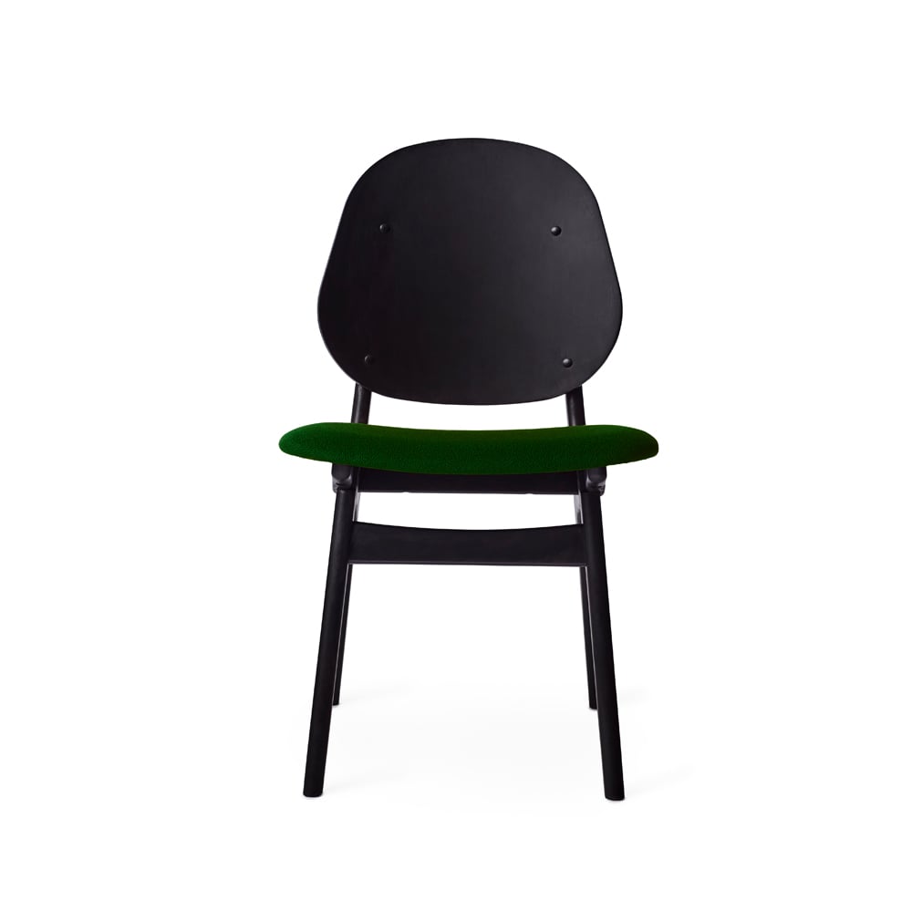 Warm Nordic Noble chair Fabric moss green, black lacquered beech legs