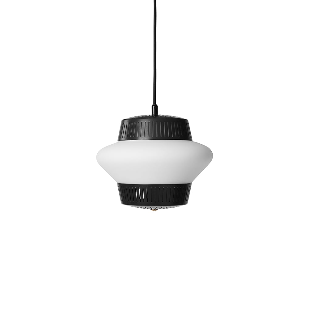 Warm Nordic Opal Arch pendant lamp Black noir, sandblasted opal