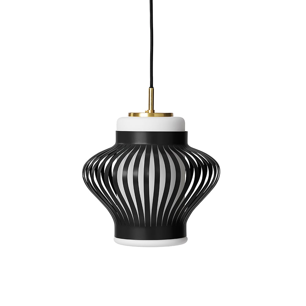 Warm Nordic Opal Lamella pendant lamp Black noir, sandblasted opal