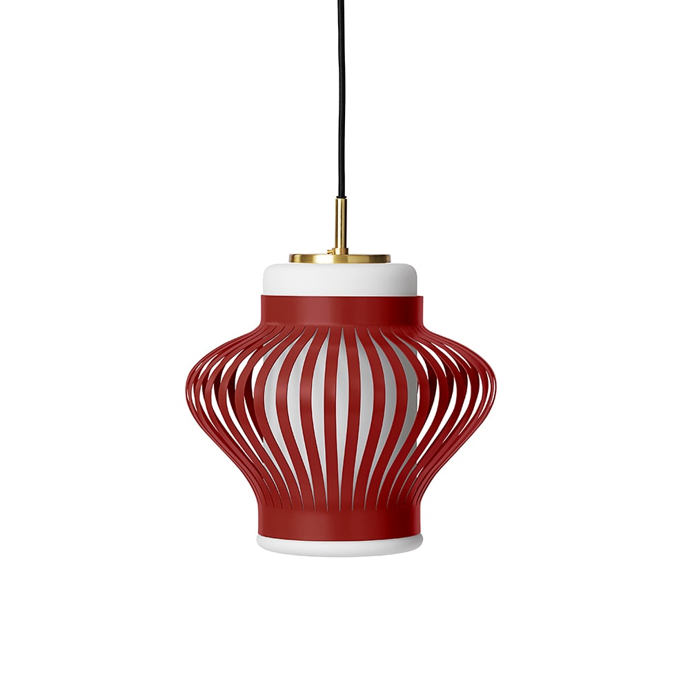 Warm Nordic Opal Lamella pendant lamp Red grape, sandblasted opal