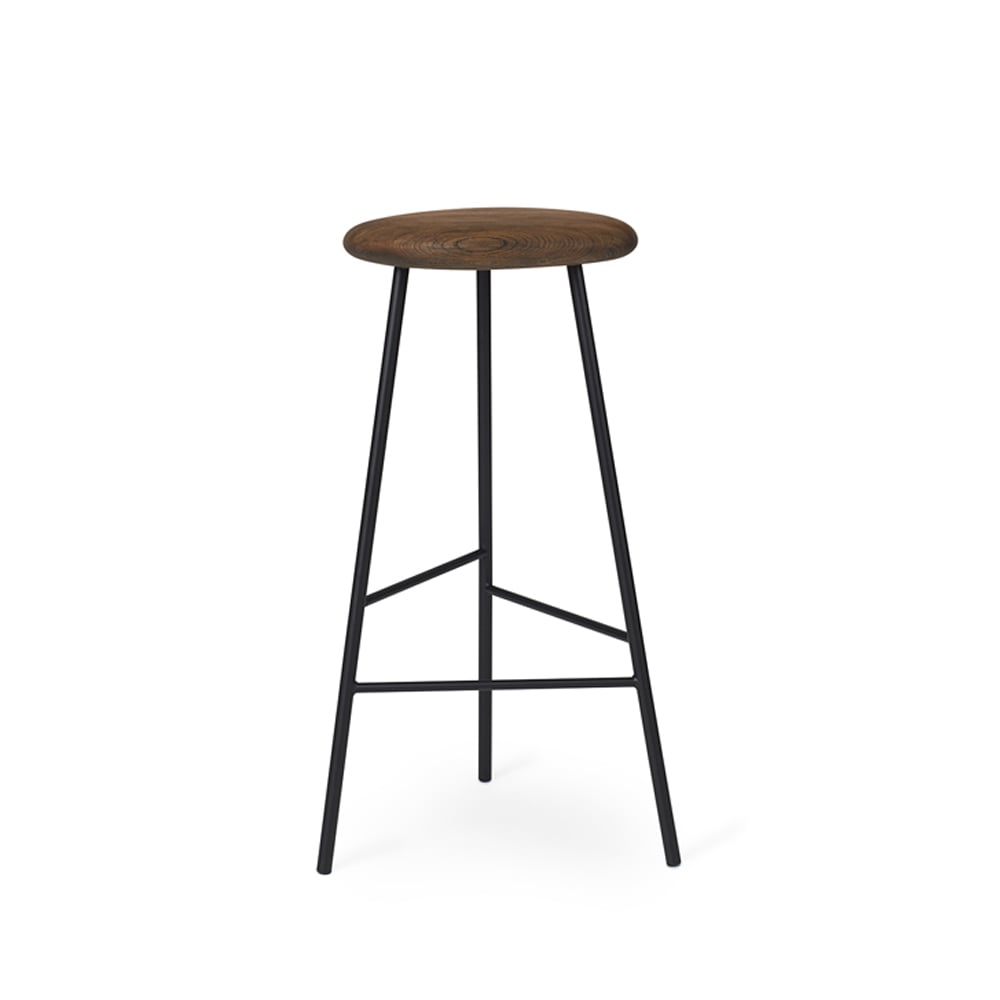 Warm Nordic Pebble barstool Smoked oak, h.75, black legs