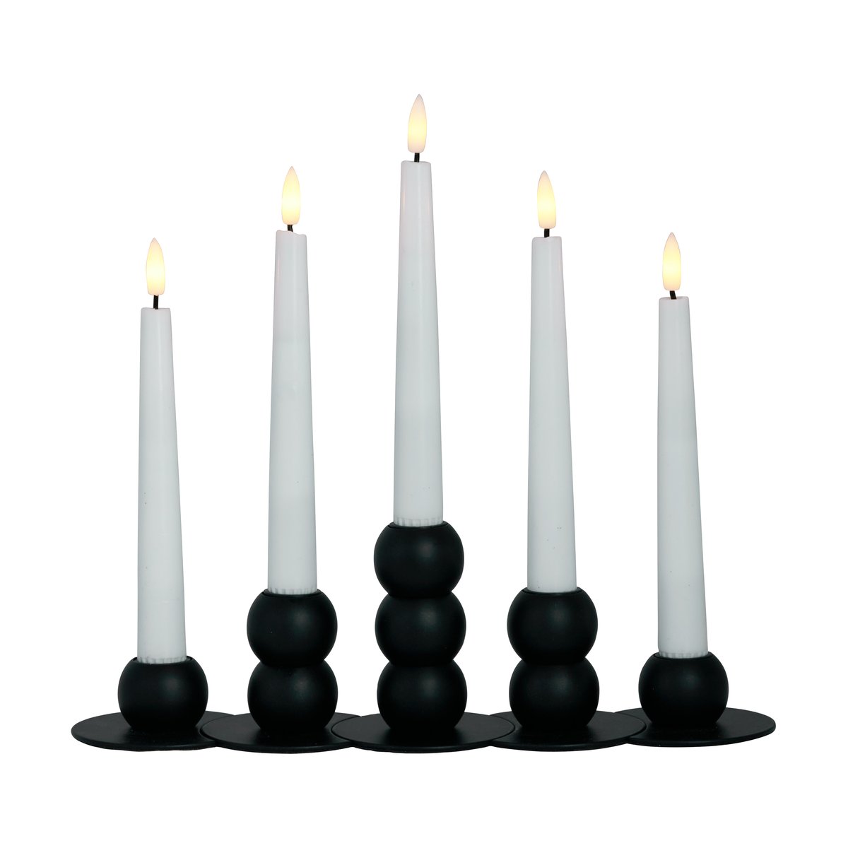 Watt & Veke Lykke combinable candle sticks incl. 5 pcs LED-light Black