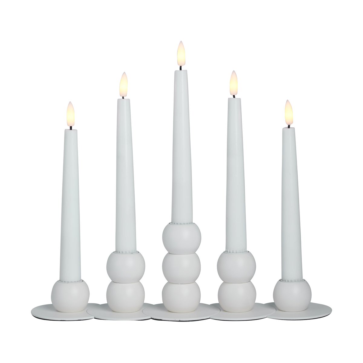 Watt & Veke Lykke combinable candle sticks incl. 5 pcs LED-light White