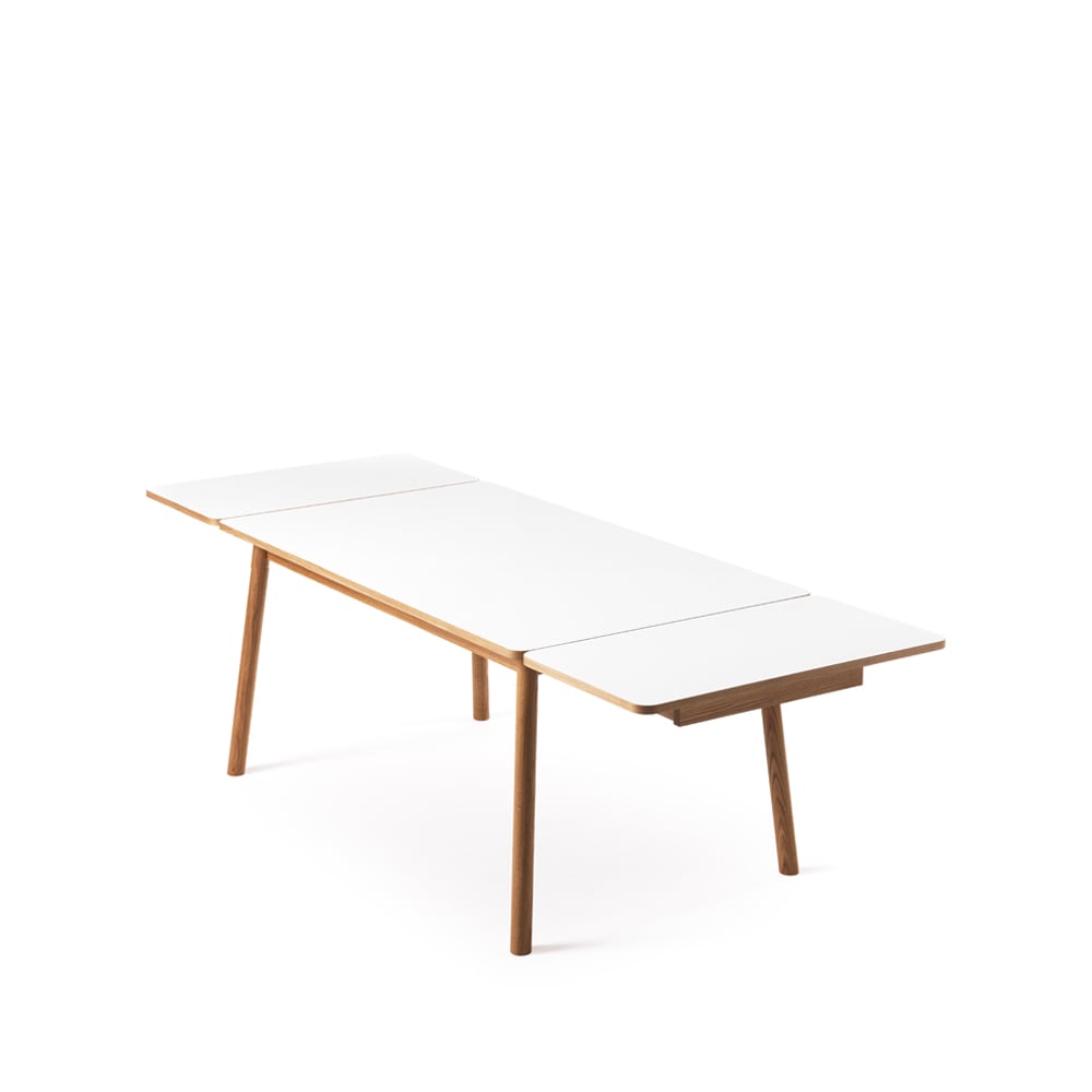 Zweed Dino+ dining table with additional disk White. oak stand. 2st additional discs