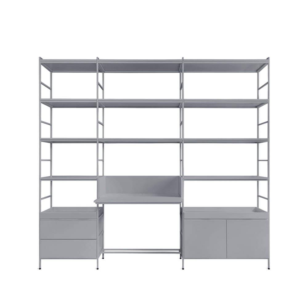 Zweed Molto High shelving system Grey, 3 sections with worktop