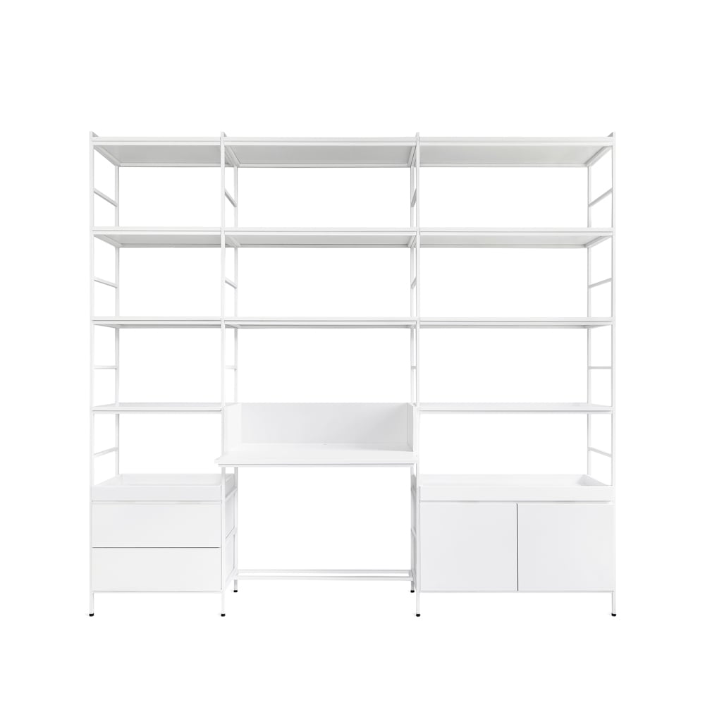 Zweed Molto High shelving system White, 3 sections with worktop