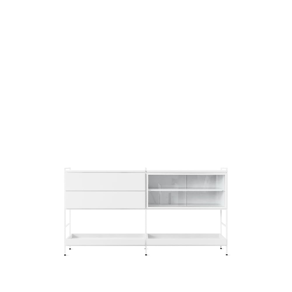 Zweed Molto Medium side table White, 2 sections with display case