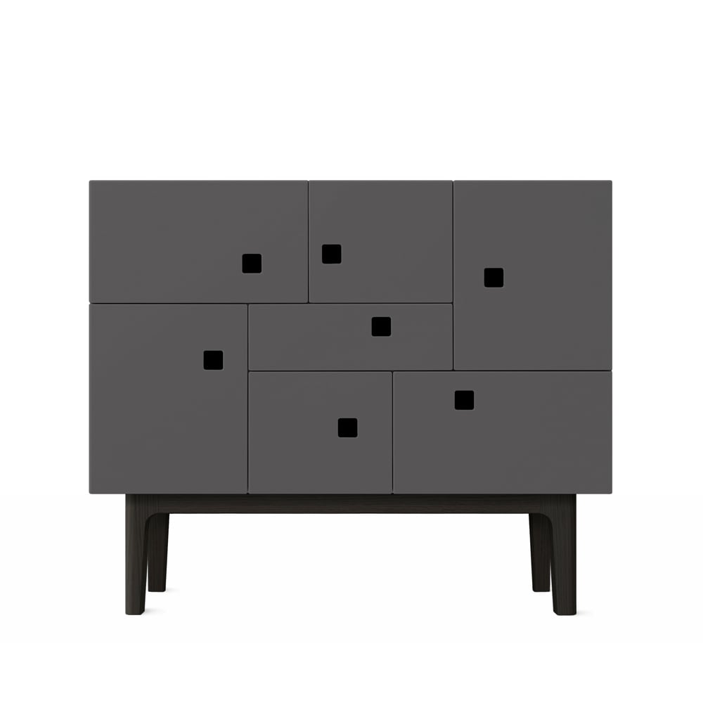 Zweed Peep C1 cabinet Slate grey. black lacquered stand