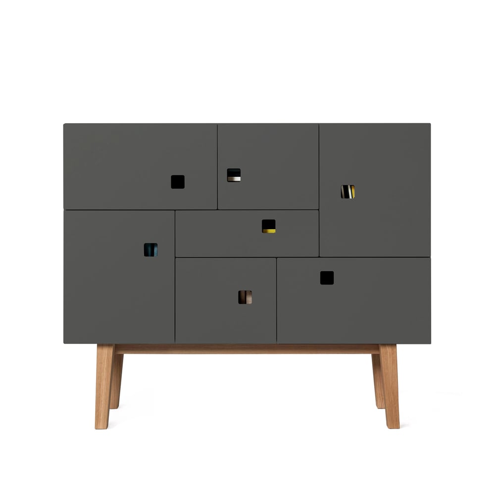 Zweed Peep C1 cabinet Slate grey. retro. oak stand