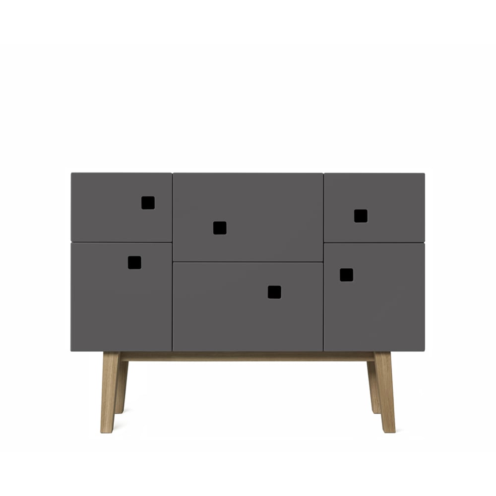 Zweed Peep C2 cabinet Slate grey. retro. oak legs