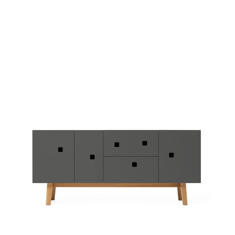 Zweed Peep M2 media bench Slate grey. retro. oak stand