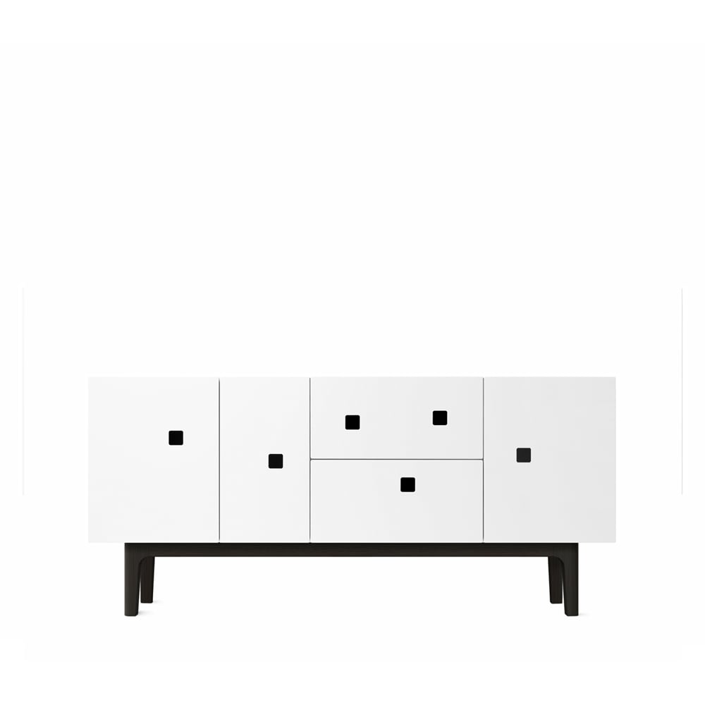 Zweed Peep M2 media bench White. black lacquered