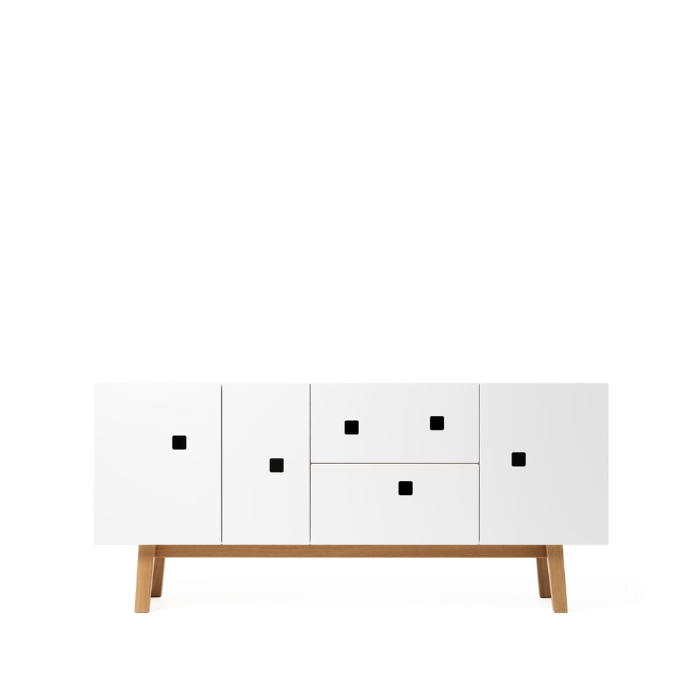 Zweed Peep M2 media bench White. retro. oak stand